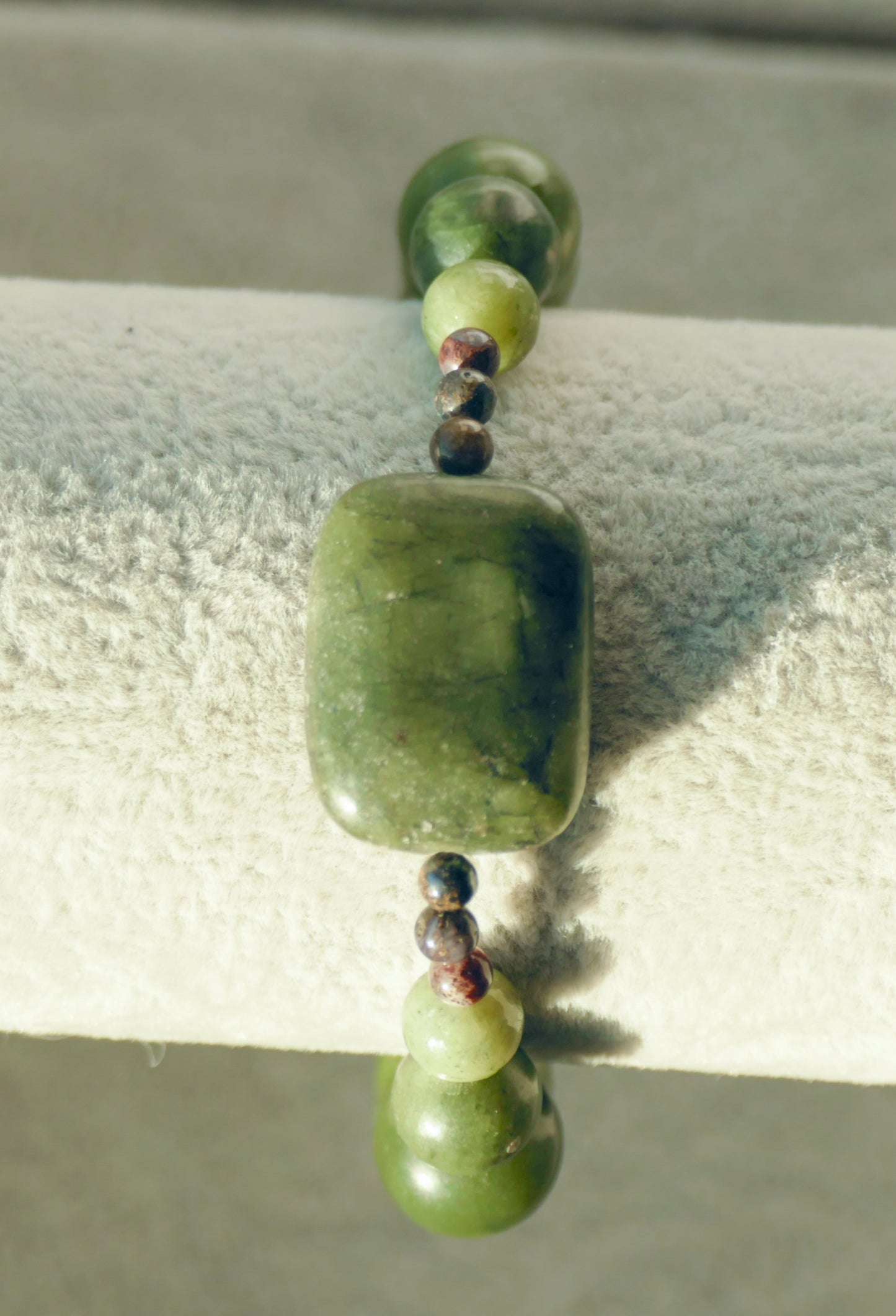 Olive Jade & Pietersite Stretch Bracelet - 7"/17.8cm - Large
