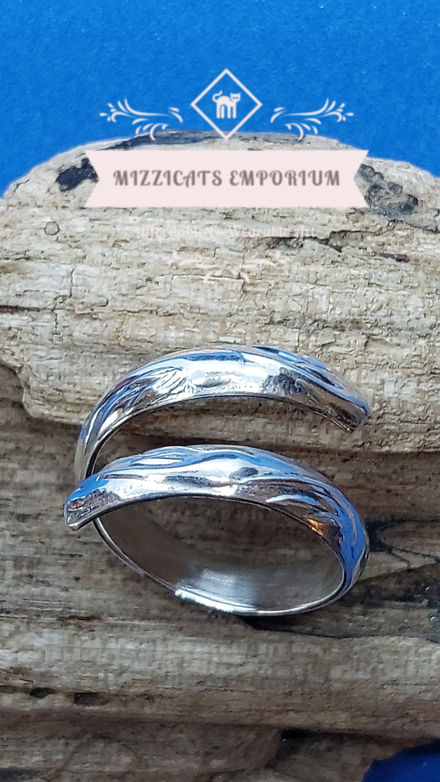 Unisex Silver wide bypass ring