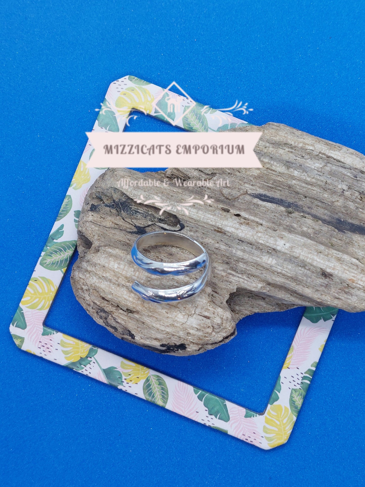 Unisex Silver wide bypass ring