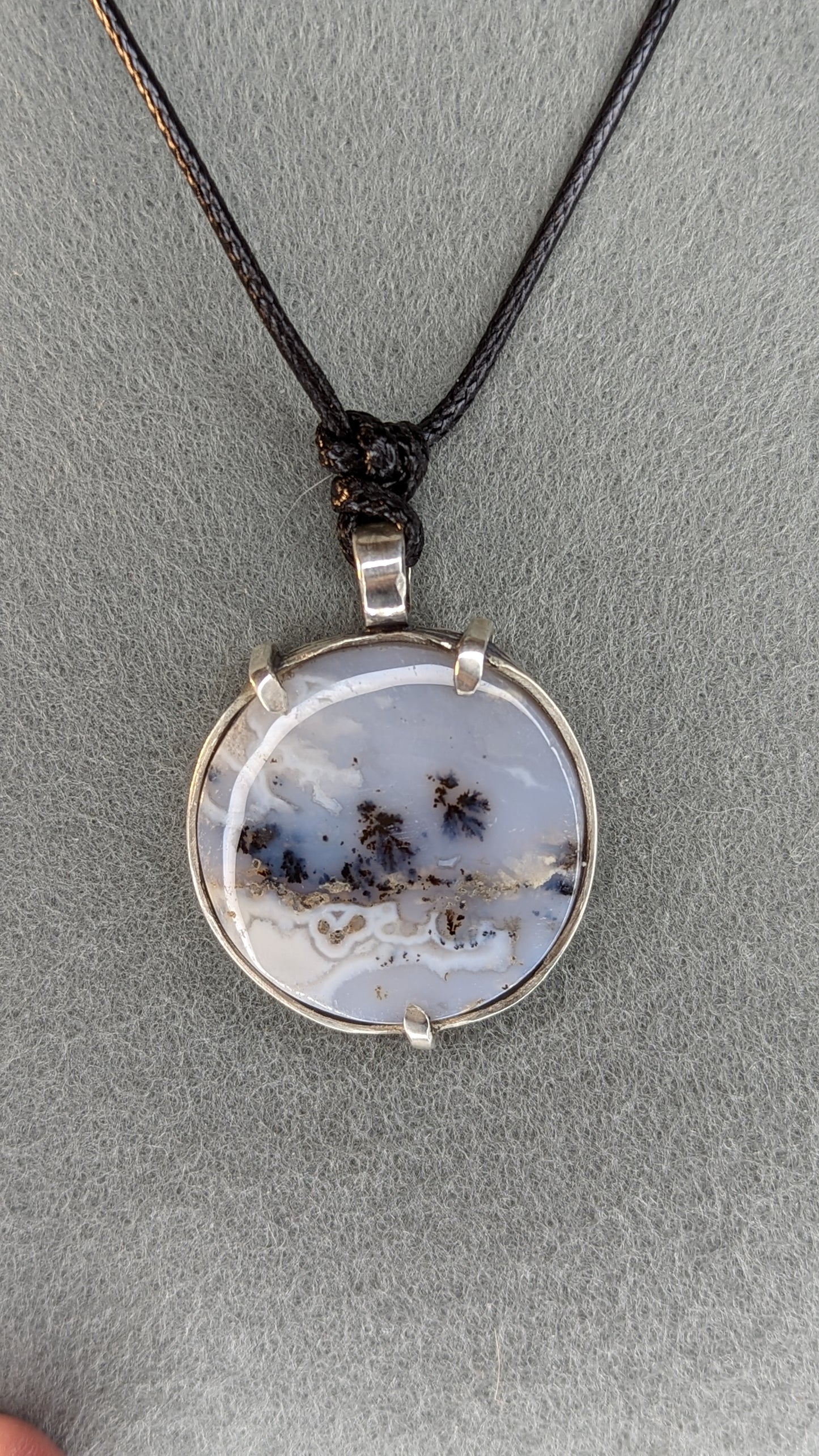 Spooky Dendritic Agate Silver Pendant