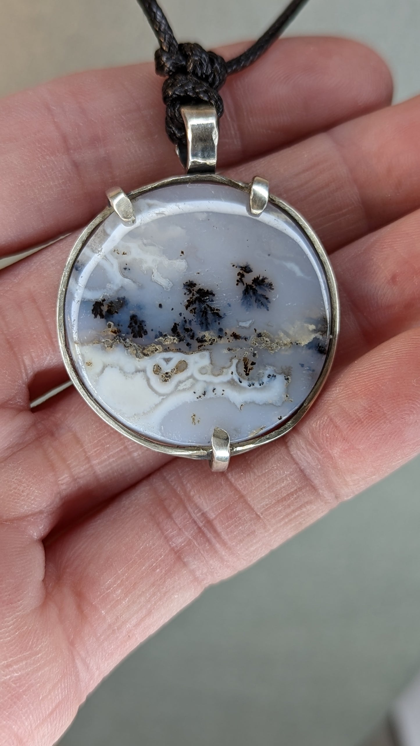 Spooky Dendritic Agate Silver Pendant