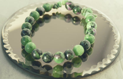 Ruby Zoisite & Sakota Emerald Stretch Bracelet - 7"/17.8cm - Large