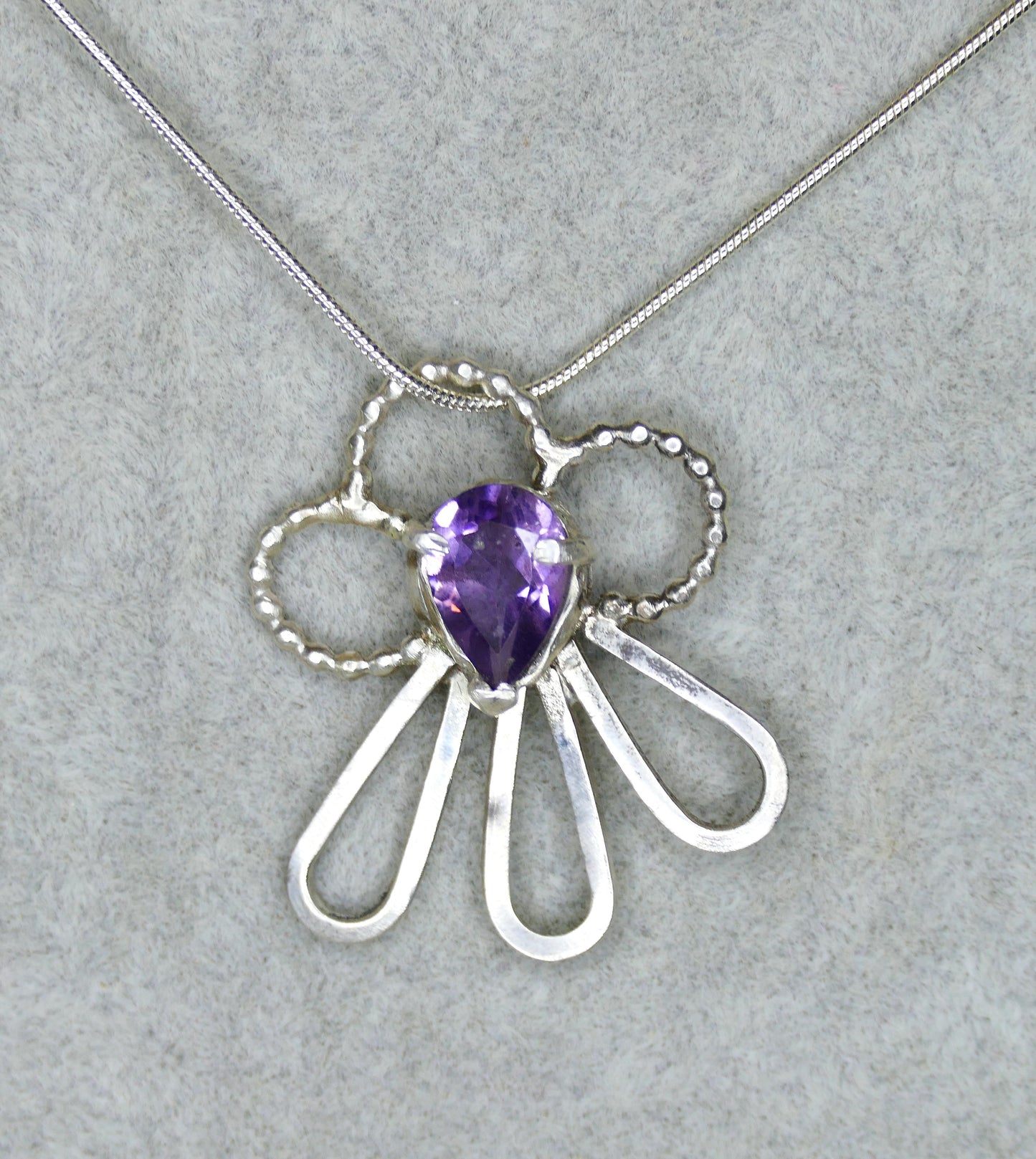 925 Sterling Silver Amethyst Rain Cloud Pendant. Amethyst February friendship gift.