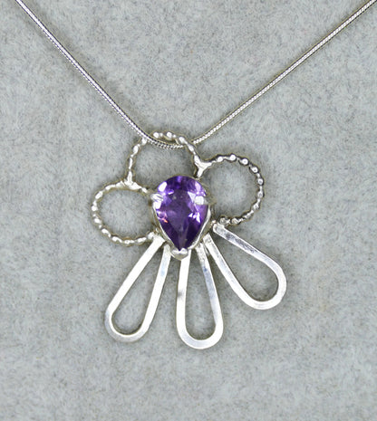 925 Sterling Silver Amethyst Rain Cloud Pendant. Amethyst February friendship gift.