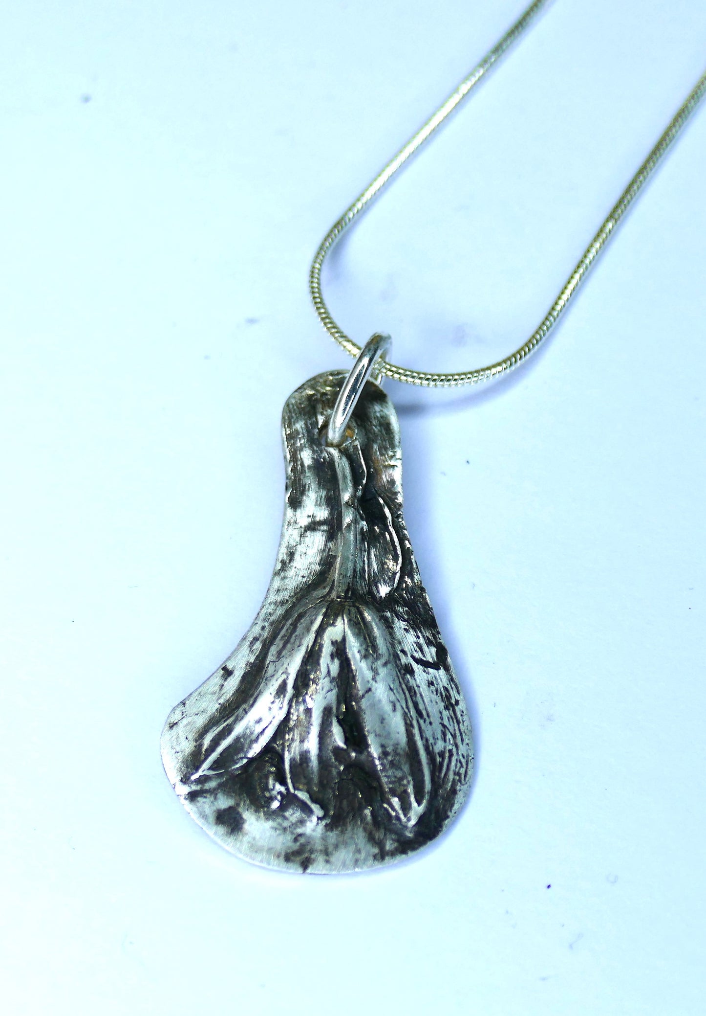 Antiqued Fine Silver Bluebell Pendant