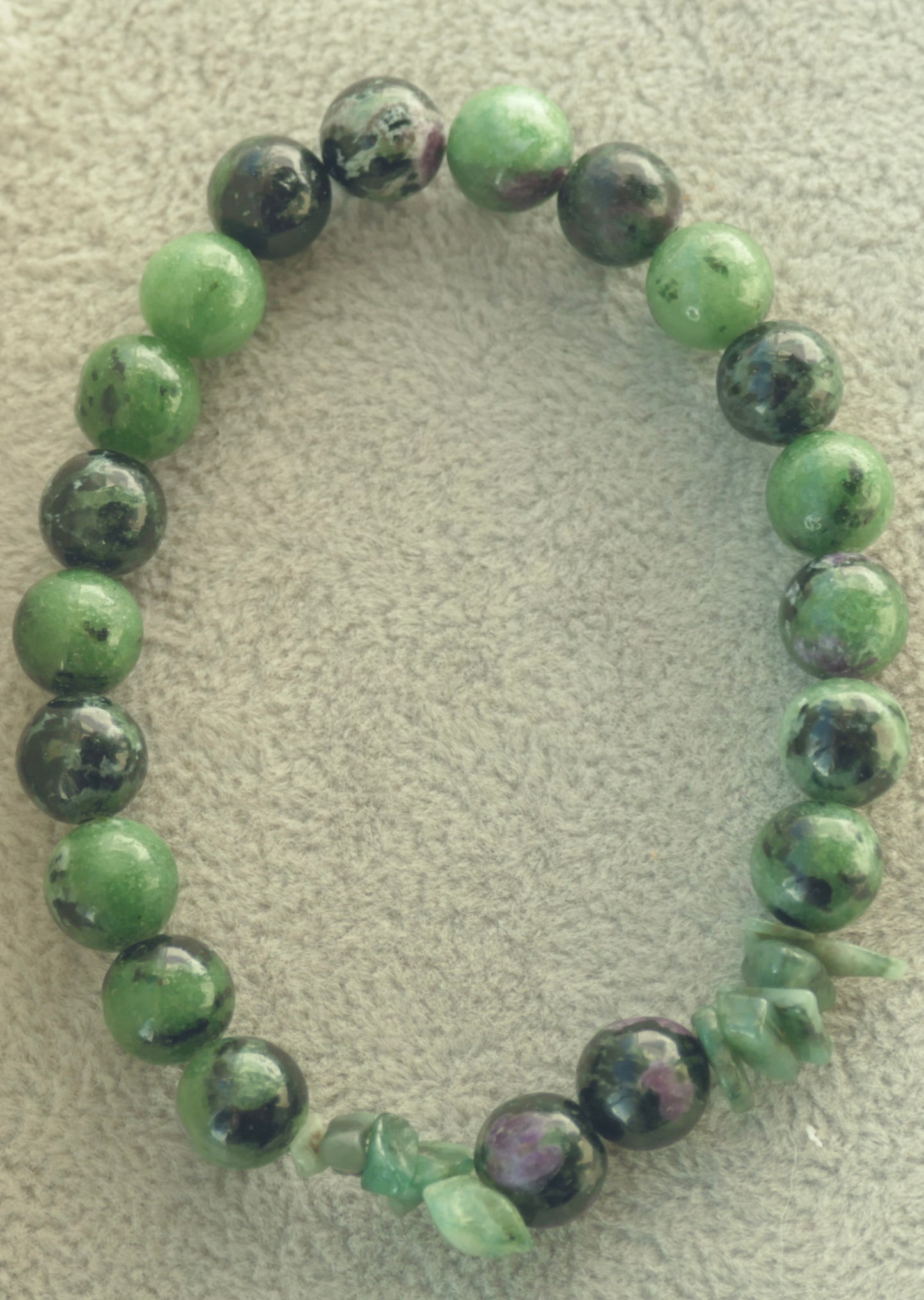 Ruby Zoisite & Sakota Emerald Stretch Bracelet - 7"/17.8cm - Large