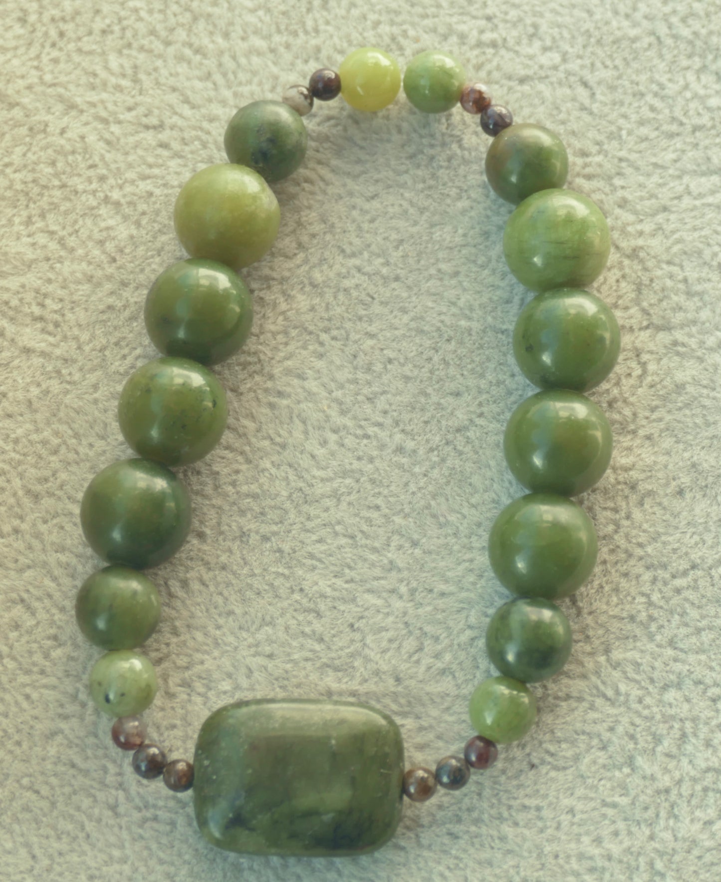 Olive Jade & Pietersite Stretch Bracelet -  7"/17.8cm - Large