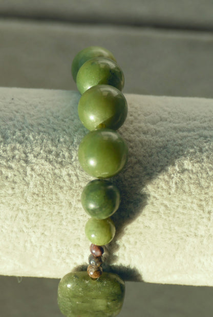 Olive Jade & Pietersite Stretch Bracelet -  7"/17.8cm - Large