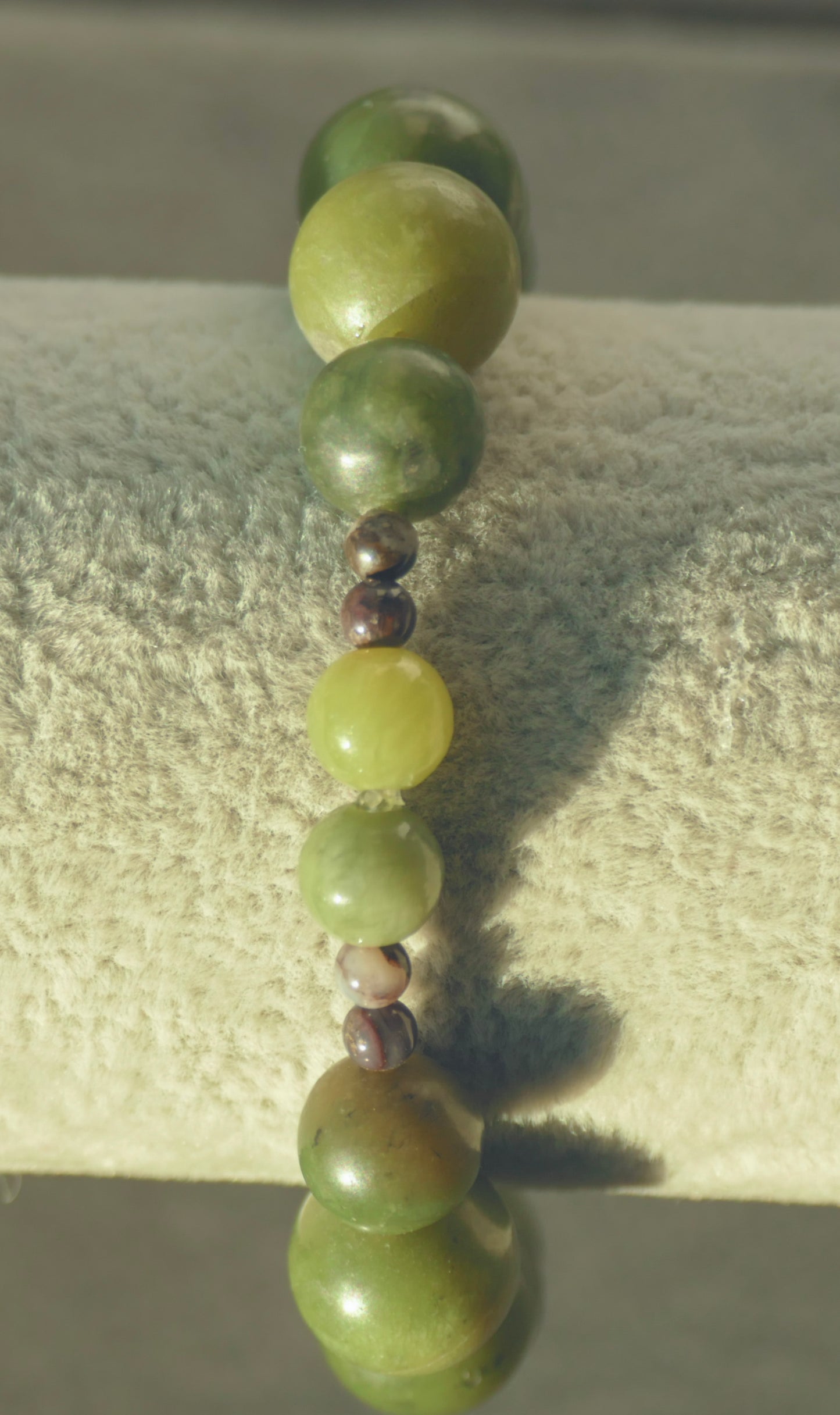 Olive Jade & Pietersite Stretch Bracelet -  7"/17.8cm - Large