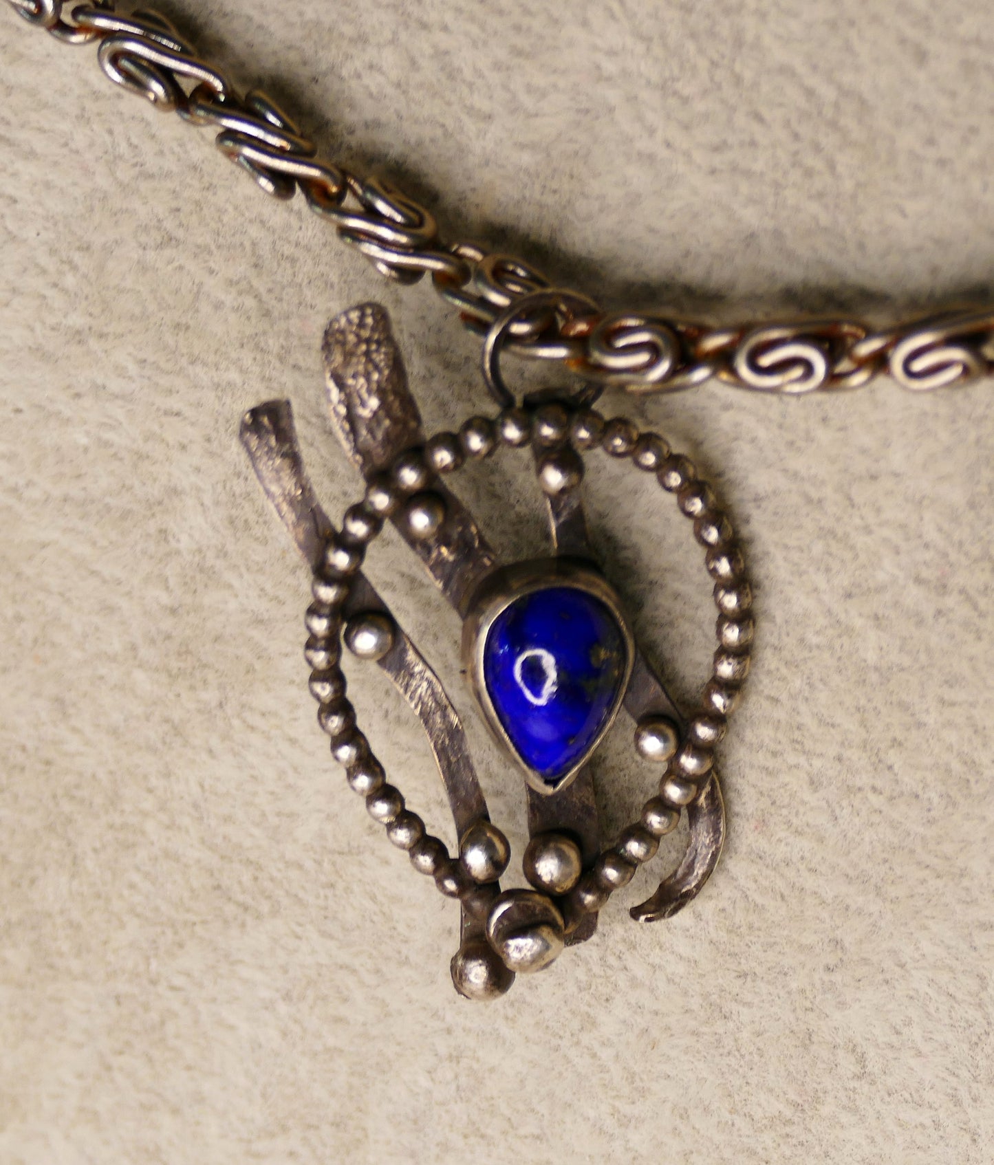 Beautiful Hallmarked Silver Lapis Lazuli Talisman Necklace