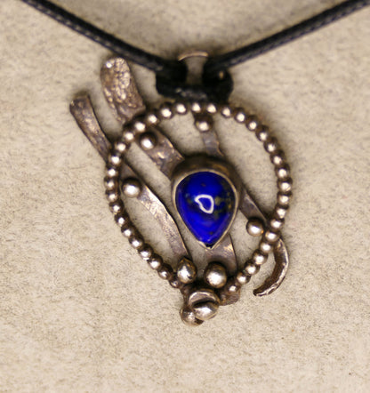 Beautiful Hallmarked Silver Lapis Lazuli Talisman Necklace