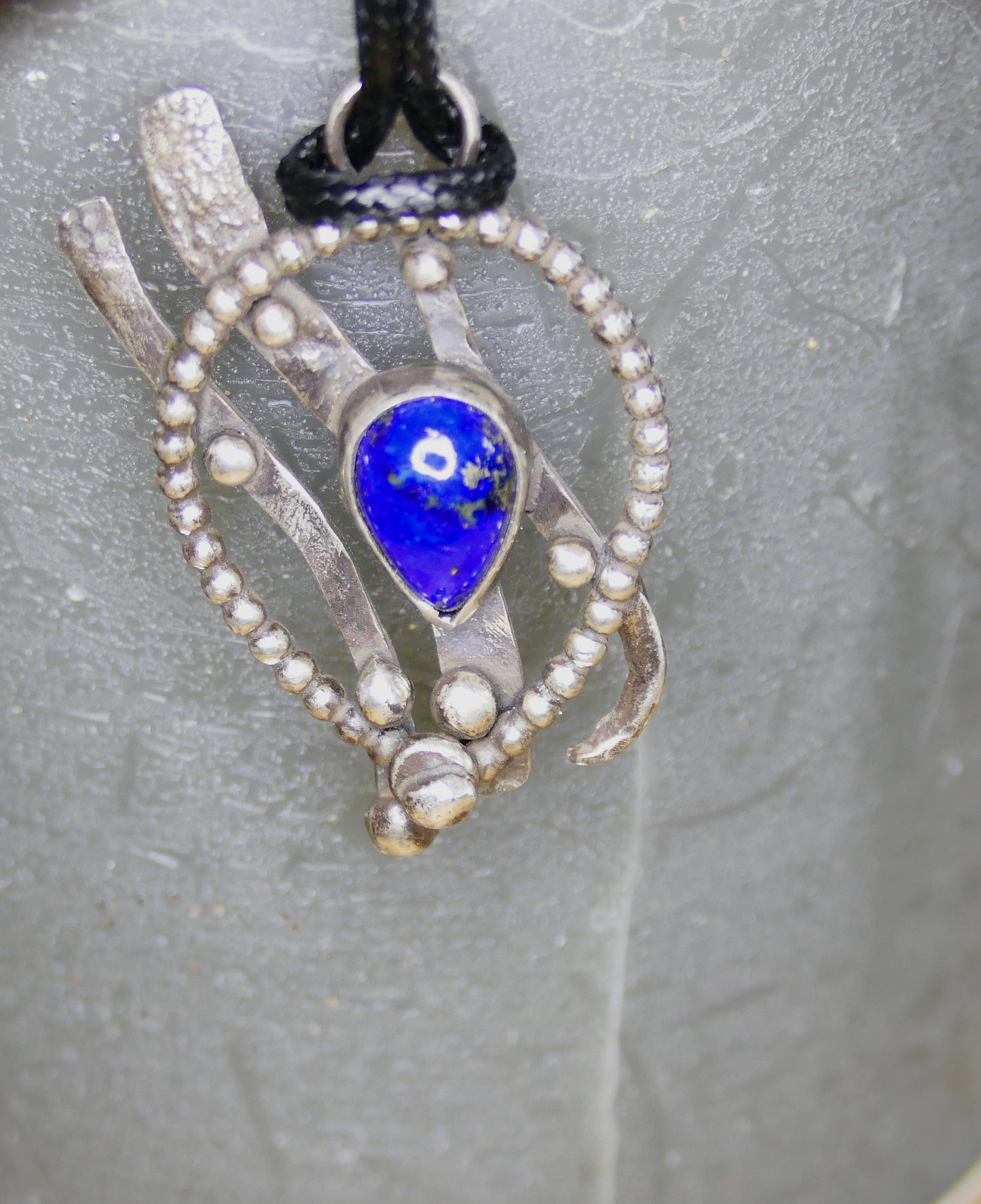 Beautiful Hallmarked Silver Lapis Lazuli Talisman Necklace