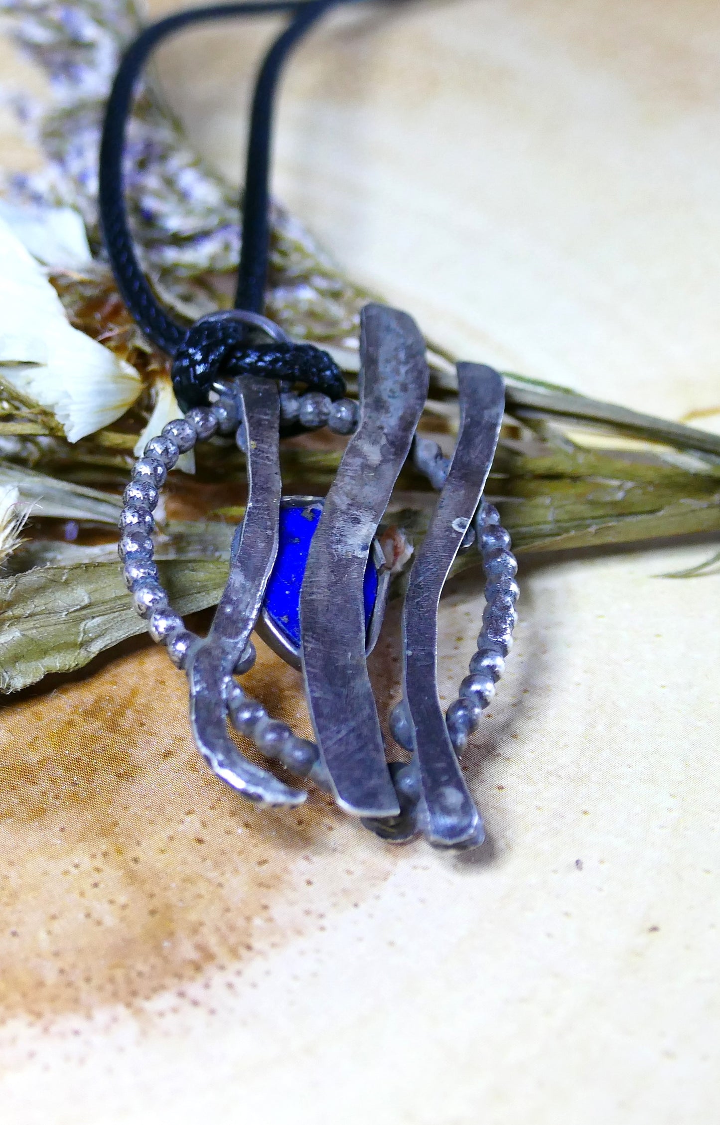 Beautiful Hallmarked Silver Lapis Lazuli Talisman Necklace