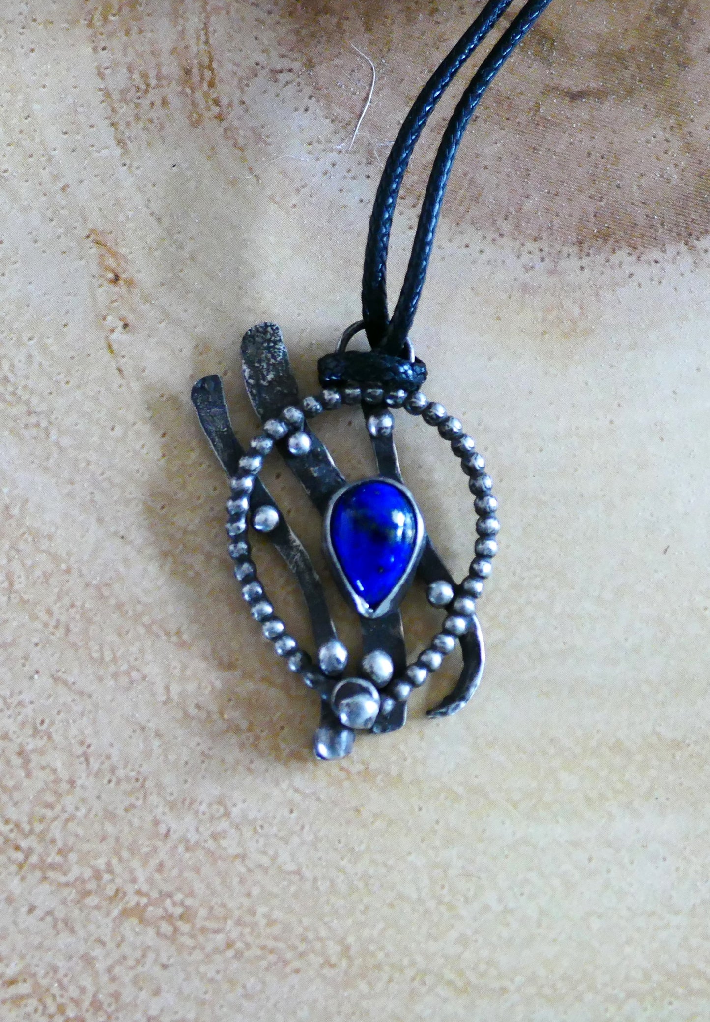 Beautiful Hallmarked Silver Lapis Lazuli Talisman Necklace