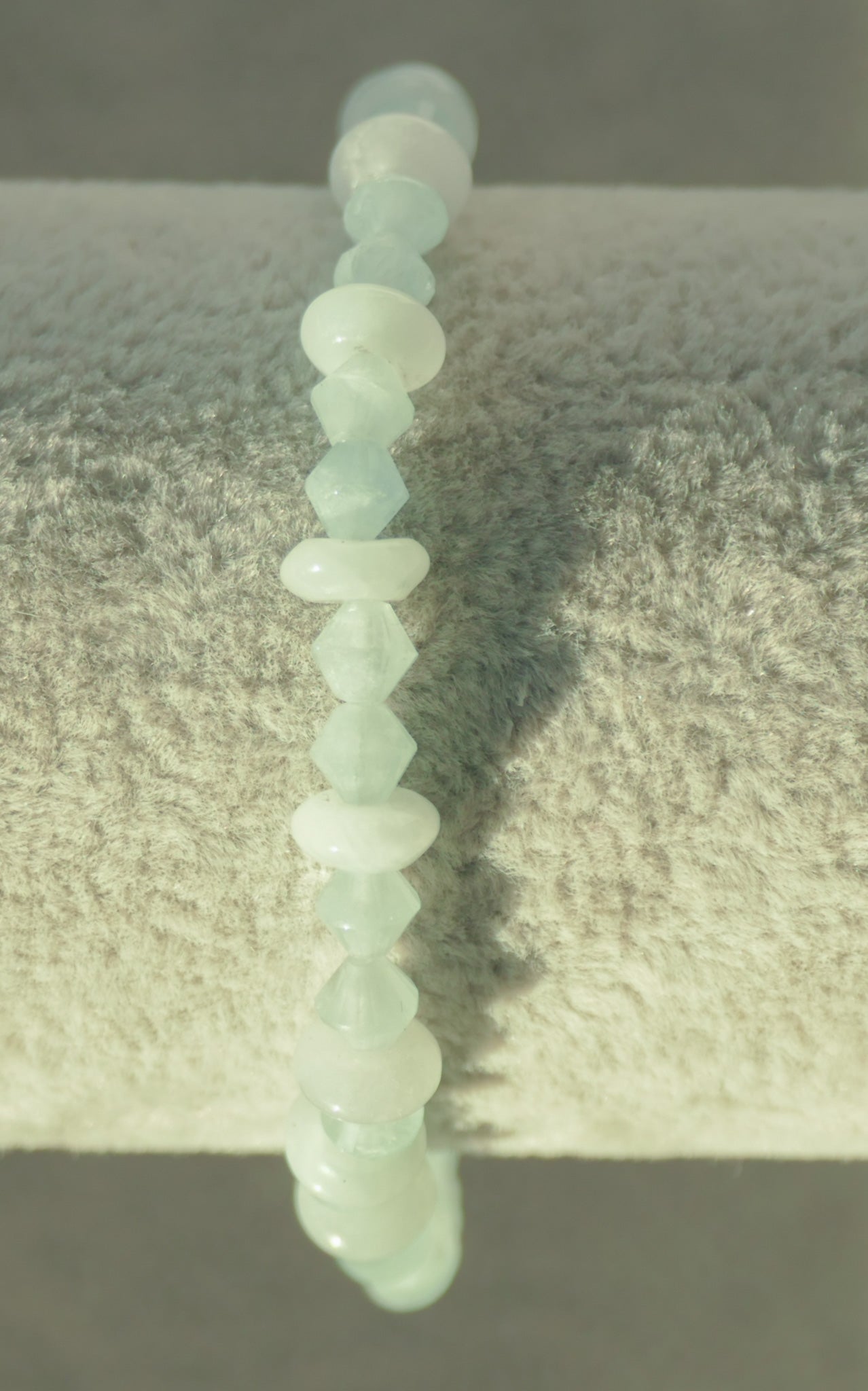 Dainty Aquamarine & Moonstone Stretch Bracelet - 6.5"/16.5cm - Medium