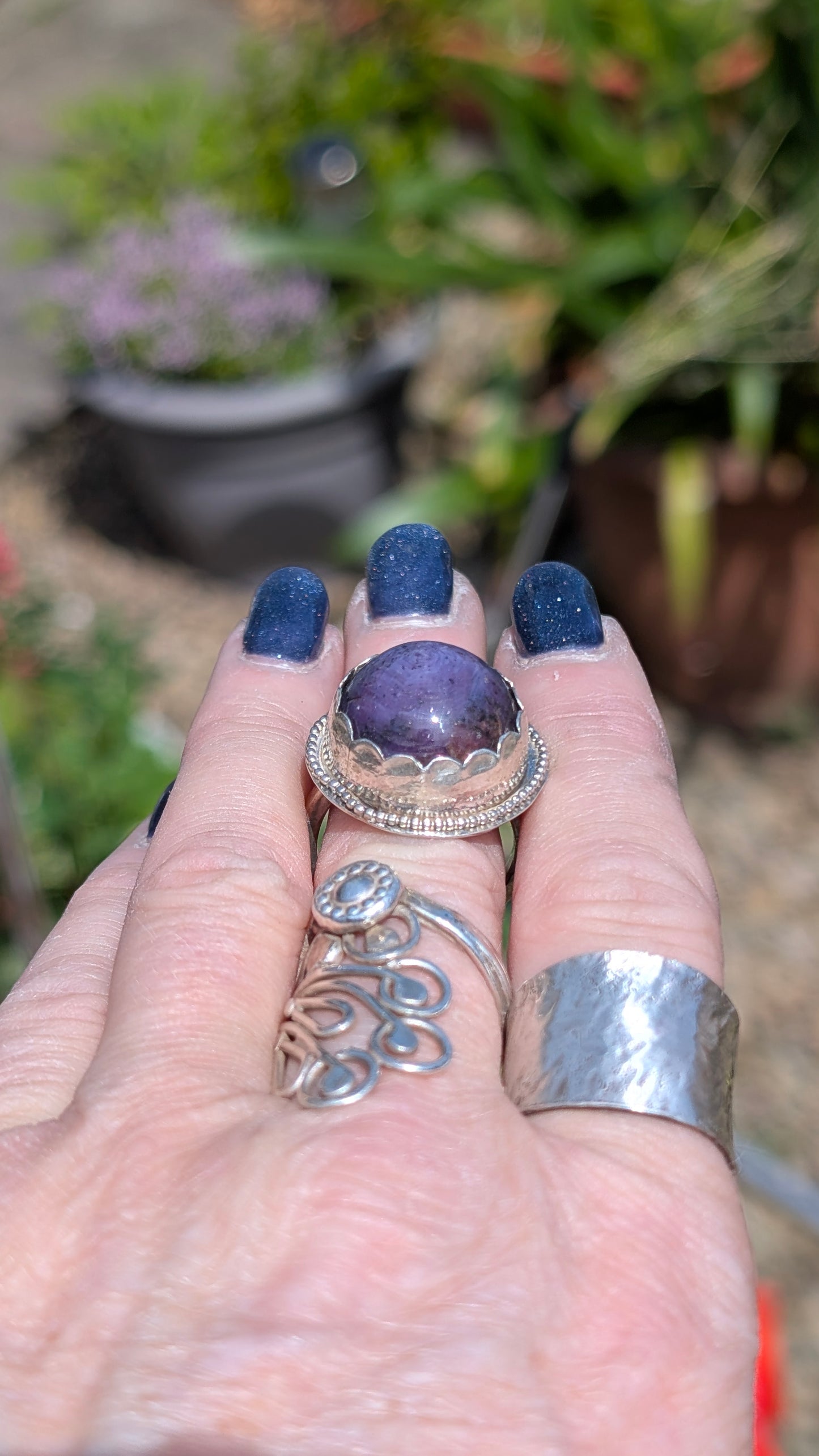 Purple Star Sapphire Cocktail Ring size Q