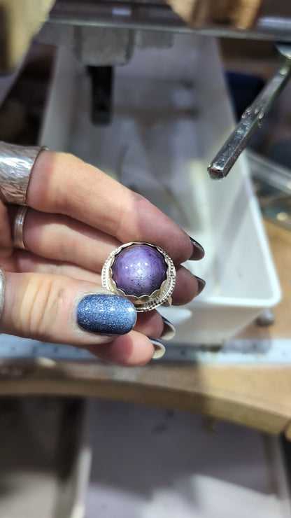 Purple Star Sapphire Cocktail Ring size Q