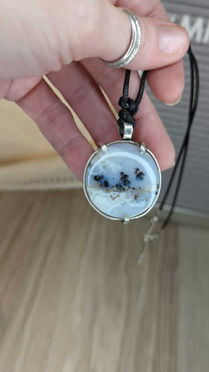 Spooky Dendritic Agate Silver Pendant