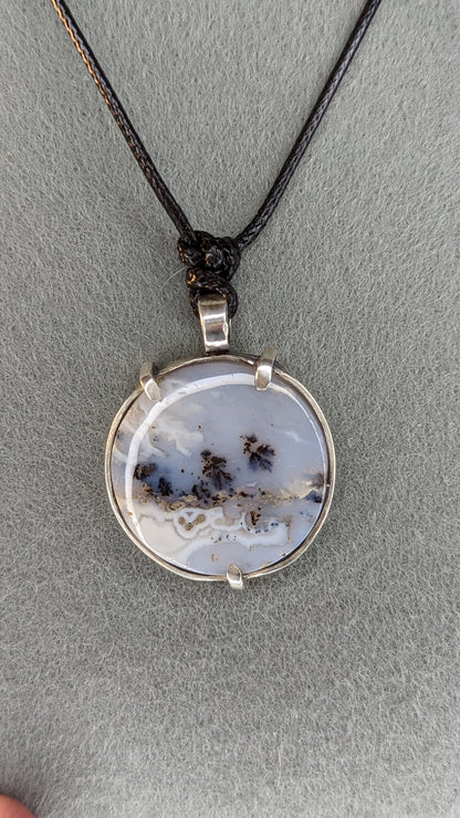 Spooky Dendritic Agate Silver Pendant