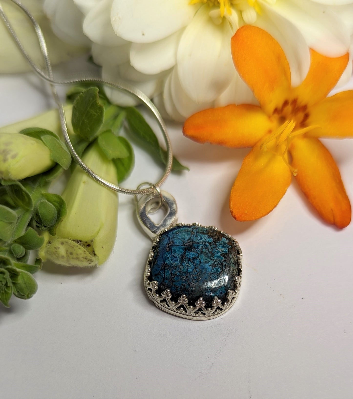 Turquoise, Azurite & Pyrite pendant